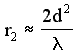 r_2 = (2 d^2) / lambda