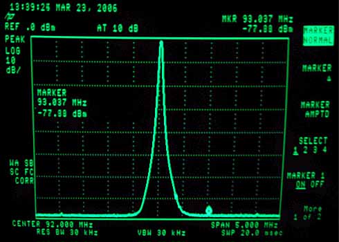 RF measurement of the FM PLL controlled VCO unit. That is what I call a clean and nice signal !