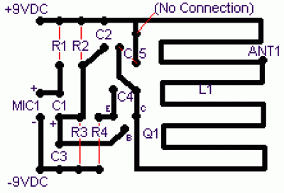 FM TRANSMITTER one Transistor by 2N3564, 2N5225 - PCB