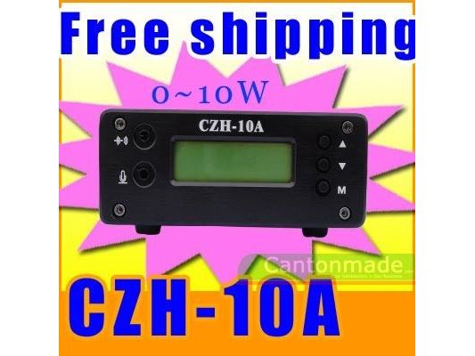 10pcs FMUSER New arrive 10W CZH-10A 87-108MHz fm transmitter broadcast stereo mic 1/4 wave GP Antenna powersupply