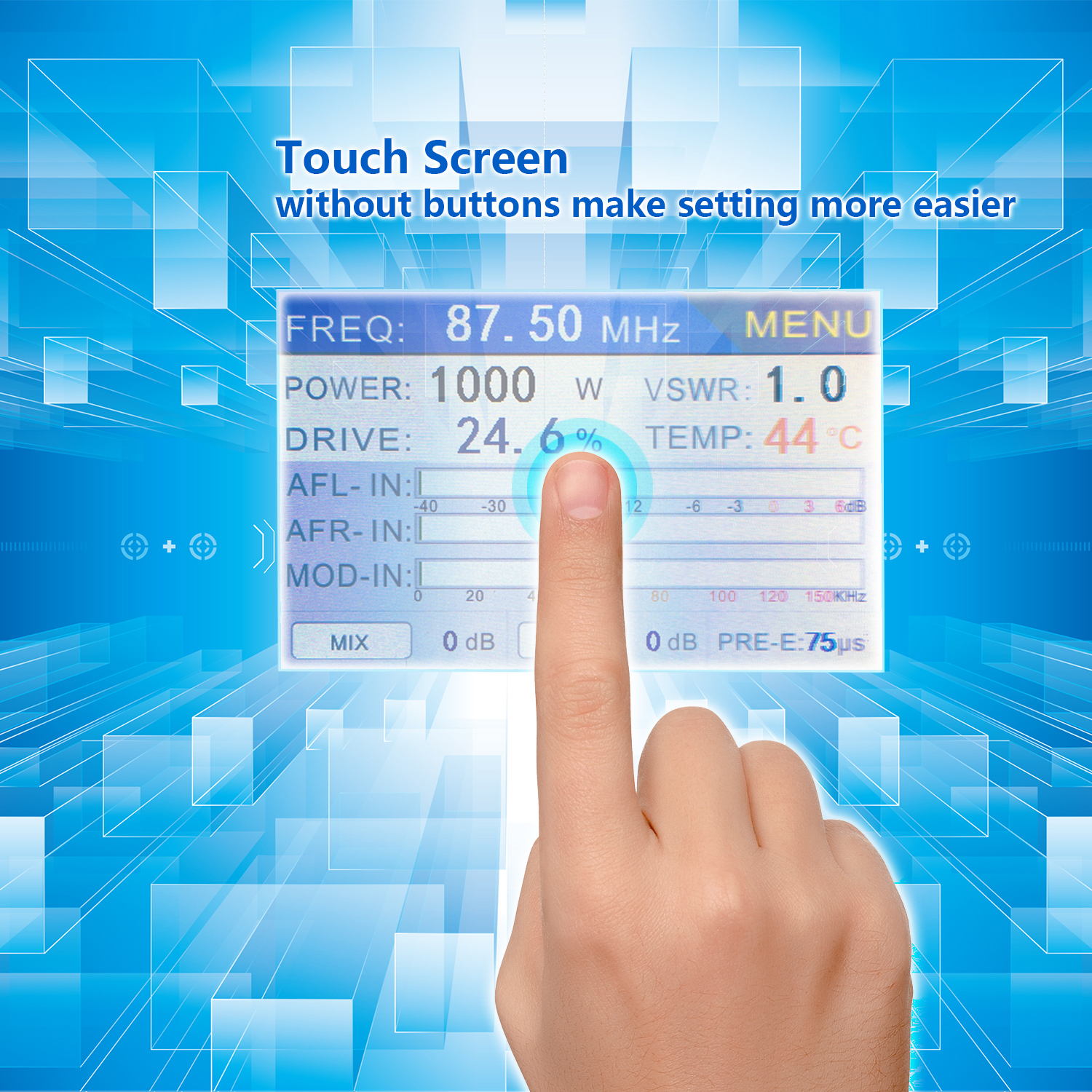 touch srcreen of 1kw fm transmitter