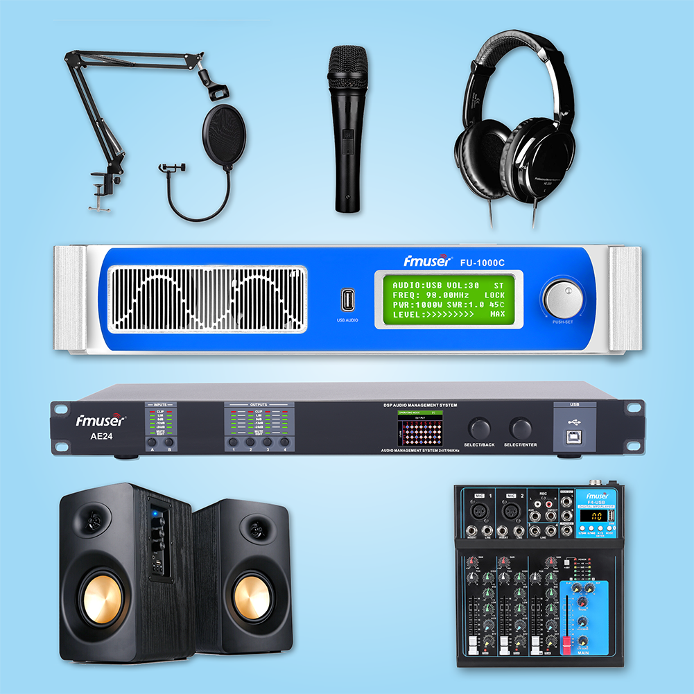 FMUSER BS-1M FM Radio Station Equipment Package, FM transmitter, FM Radio Station, 1000W 1KW transmitter, live news