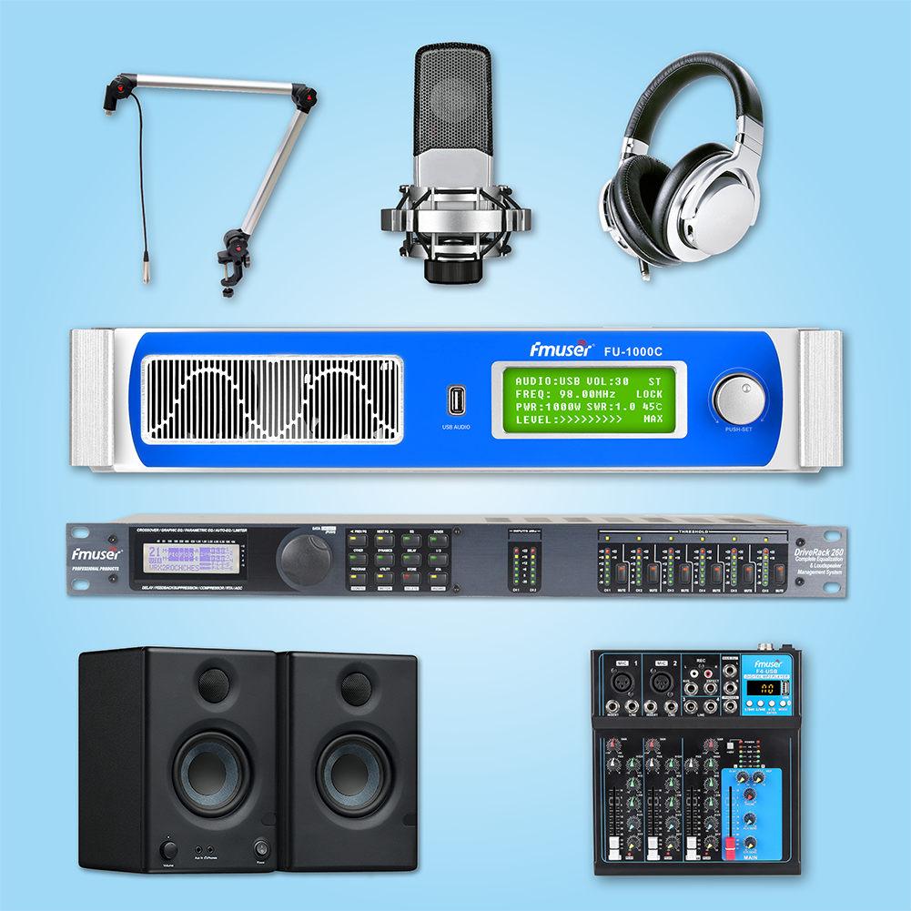 FMUSER BS-2M FM Radio Station Equipment Package, FM transmitter, FM Radio Station, 1000W 1KW transmitter, live news