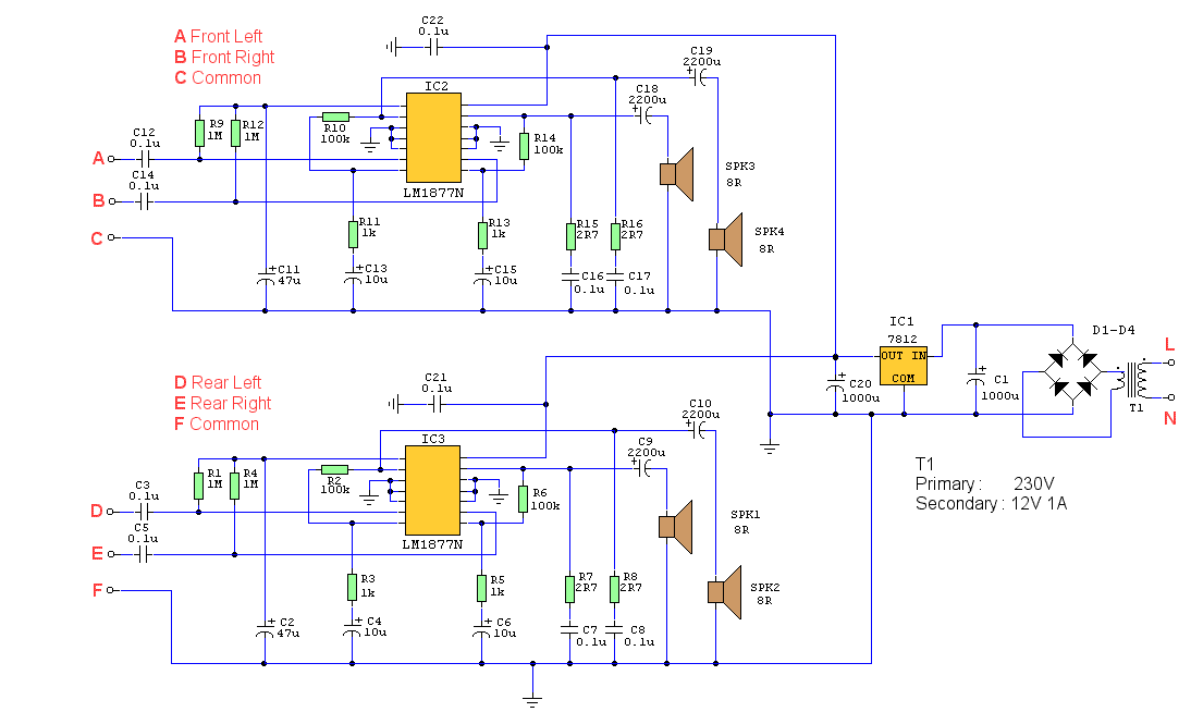 Quadraphonic Amplifier circuit LM1778N