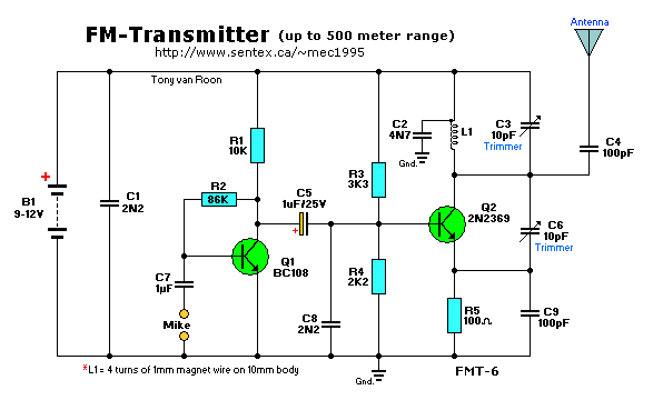 fm transmitter up to 500 meter range Circuits