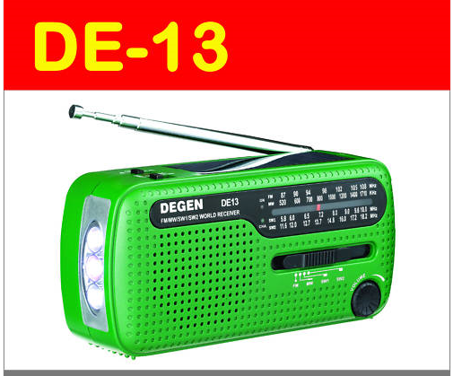 DEGEN DE13 FM/ AM/ SW Hand Cranking + Solar Power Radio