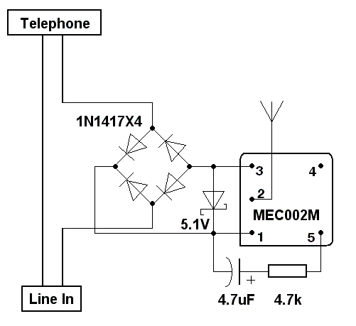 Passive telephone monitor with MEC002M