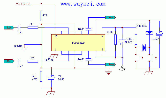 DIY TC9153AP volume control circuit
