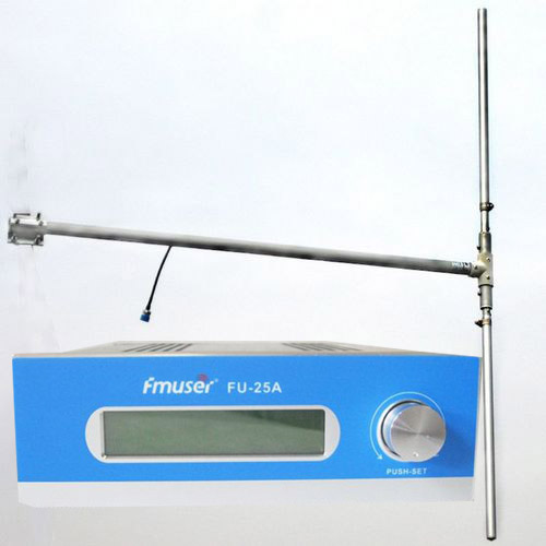 FMUSER 25W CZH-T251 CZE-T251 FU-25A Professional FM stereo broadcast transmitter + DP100 Dipole Antenna + 8M cable with connectors + Power Adapter