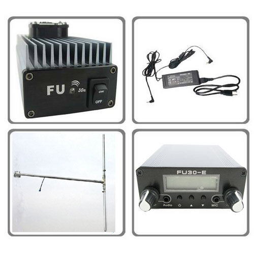FMUSER FU-30A 30W Professional FM output power amplifier + exicter + DP100 1/2 Dipole antenna + power + cables system kit