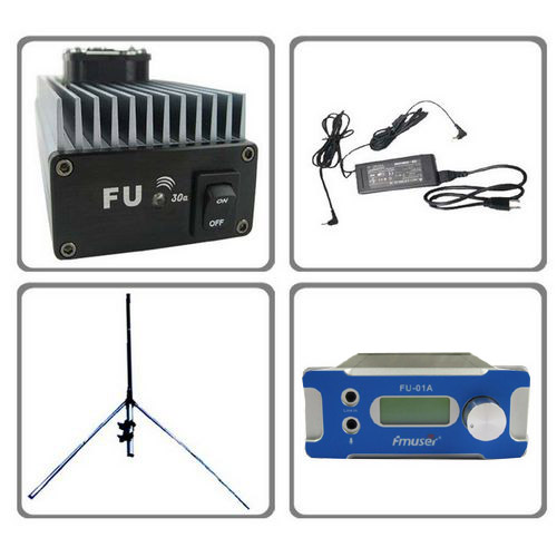 FMUSER 30W PC Control FM Transmitter: FU-30A 30W FM power amplifier + PC Control FM exicter + GP100 1/4 wave GP antenna with cable connectors + power adapter system kit