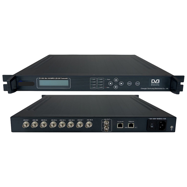 FMUSER FC-2501 8IN1 ASI MPEG-2/H.264 Transcoder (ASI in, ASI/IP/MPTS/STPS out)