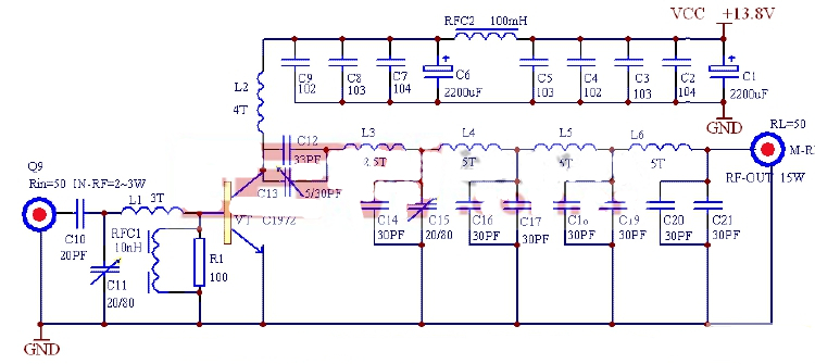 Design of 15W FM transmitter power amplifier circuit